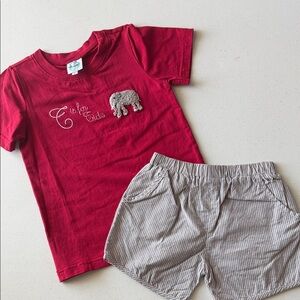 Red Kids Tee with Elephant Applique